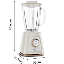 Moulinex LM430A10 Batidora de vaso Blendforce 800W, jarra de vidrio 1.75L, 2 velocidades, pica hielo
