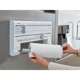 Leifheit Parat ComfortLine dispensador de pared 25703, dispensador de pared de cocina para 3 rollos, dispensador de papel con cuchillas afiladas