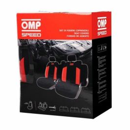OMP OMP1035RS Juego Completo Fundas Asientos Coche Universales 11 Piezas Poliéster Negro-Rojo Deportivas Fácil Instalación