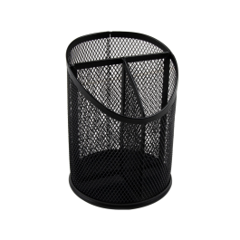 Q-connect Cubilete Portalapices Negro Metal Rejilla 3 Compartimentos Diametro 110 mm Alto 147 mm