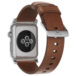 Nomad NM1A4RSM00 Correa Moderna de Cuero Marrón con Hebilla Plateada de Acero Inoxidable para Apple Watch (Series Sport/Edition/Estándar, 46/49mm)