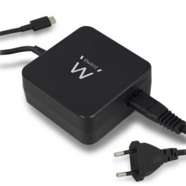 Ewent EW3980 Fuente de Alimentación CA/CC para Portátil 65W, Tensión Ajustable (5-15V), Entrada 100-240V Universal, Negro