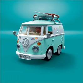 Playmobil Volkswagen T1 Camper Furgoneta Retro con Tabla de Surf Juguete para +5 Años