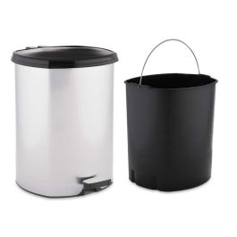 Papelera de plástico con pedal plateada Berilo 11L - 26x33x30 cm (6 Unidades) Papelera de plástico con pedal plateada Berilo 11L - 26x33x30 cm (6 Unidades)