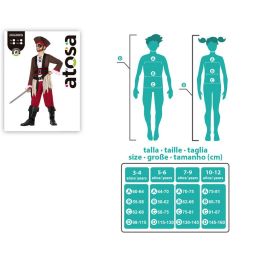 Disfraz Pirata Niño Infantil Rojo 7-9 Años Temática Piratas Bucaneros Bandidos Polyester 5 Piezas Pantalón Camisa Cinturón Gorro Carnaval Fiesta