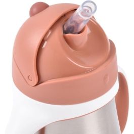 Beaba BEA1728519002592 Taza con Pajita de Acero Inoxidable de 250 ml Terracota