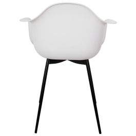 Home Deco Factory Silla Butaca Gustav Essentiel Blanca, Asiento Polipropileno Patas Hierro Negro, Estilo Escandinavo, 62x59xh85cm