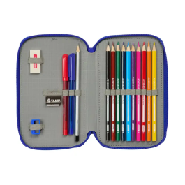 Safta Plumier Escolar Real Madrid 3 Equipacion 25/26 Doble Cremallera Pequeño 29 Piezas 195x125x40 mm