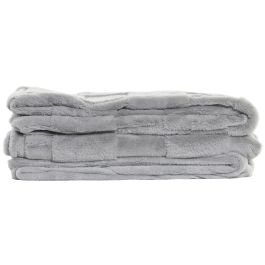 DKD Home Decor Manta Gris Claro Poliéster 170x130 cm 630 gsm para Sofá Estilo Urban (2 Unidades)