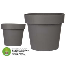 Maceta Plastico Gris Con Reserva Agua 40Cm Ibergarden (6 Unidades)