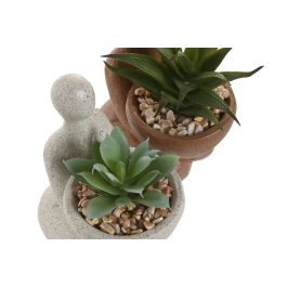 DKD Home Decor Planta Scandi de Resina y PE Terracota Crema 9 x 12 x 7 cm (4 Unidades)