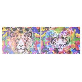 DKD Home Decor Cuadro León Tigre Multicolor Lienzo MDF 70 x 50 x 1.8 cm (2 Unidades) Precio: 10.69000031. SKU: B1JQ36ZATD