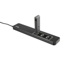HUB TRUST OILA 10 PUERTOS USB - DISEÑO PLANO Y COMPACTO - 3 PUERTOS EN LA PARTE SUPERIOR Y 7 EN LA FRONTAL - INCLUYE ADAPTADOR TOMA ELECTRICA
