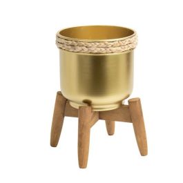 DKD Home Decor Macetero Glam Dorado Marrón Metal y Madera 18.5x18.5x22 cm Pack de 4 unidades Precio: 32.43768. SKU: B16X5AQTBL