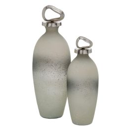 Botella decorativa Gris Plateado 15 x 15 x 46 cm Decorativa