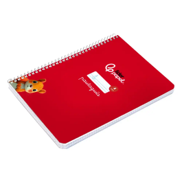 Liderpapel Cuaderno Espiral A5 Pautaguía Tapa Blanda 40 Hojas 75gr Cuadro Pautado 4mm Rojo