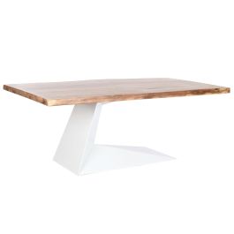 DKD Home Decor Mesa Comedor Moderno Natural Blanco Madera de Acacia y Metal 100 x 76 x 200 cm Precio: 919.49999955. SKU: B17F5BK6ES