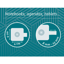 Antartik Portabolígrafo Autoadhesivo para Cuaderno Note con Elástico hasta 15 mm, Verde Aguamarina, Material PU, 40x40 mm