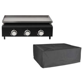 Cookingbox 9760182 Plancha de Gas CUENCA 3 Quemadores con Tapa 65x50x23 cm Negra