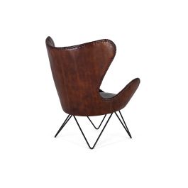 Giner y Colomer Sillón Tapizado en Piel Natural Marrón con Patas de Metal