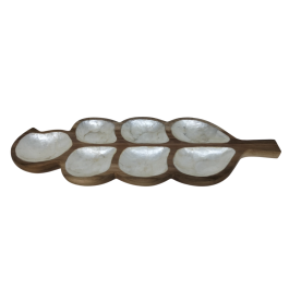 DKD Home Decor Centro Mesa Balines de Teca y Capiz Natural Blanco 17x3x45 cm (2 Unidades) Precio: 36.79000039. SKU: B1DE972NZK