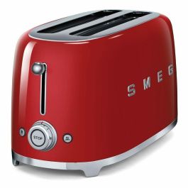 Smeg TSF02RDEU Tostadora de Pan para 4 Rebanadas, 2 Ranuras, Diseño Retro Estilo Años 50, Color Rojo
