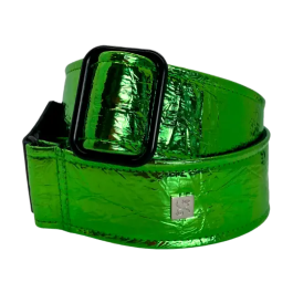GETM Correa Guitarra Bajo Distressed Vernice Green Polipiel Nailon Piel Ajustable hasta 165cm