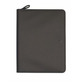 Finocam Portadocumentos A4 Imitación Cuero Negro con Cremallera, Bloc de Notas y Bolsillo para Tablet