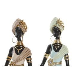 DKD Home Decor Figura Colonial de Resina Verde Beige 13 x 31 x 9.5 cm (4 Unidades)