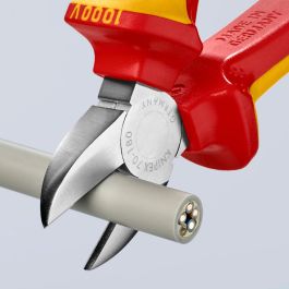 Knipex 7006180 Alicates de corte diagonal 180x56x20 mm, cabeza estrecha para espacios reducidos, cromado, mangos aislados