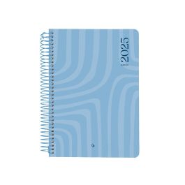 Agenda Espiral Liderpapel Syros A5 2025 Dia Pagina Color Azul Papel 60 gr Catalan