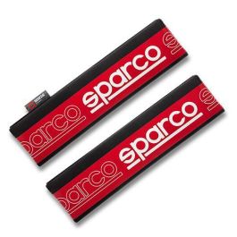 Sparco SPC1208RD Juego de 2 Almohadillas Acolchadas para Cinturón de Seguridad Diseño Deportivo Rojas y Negras - Confort Extra y Antirozaduras