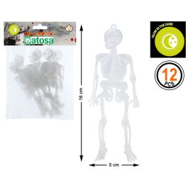 Decoración para Halloween Esqueleto Blanco Multicolor 25 x 15 cm (12 Unidades)