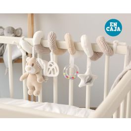 KioKids Peluche Espiral Osito Beige para Cuna y Silla de Paseo con Sonajero y Mordedor desde 0 Meses Colección Dolci Amici Con Caja
