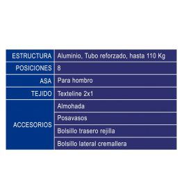G. Silla de Aluminio 108X47X30 Cm Texteline 2X1 Est. Marinos Azul Cinta para Hombro