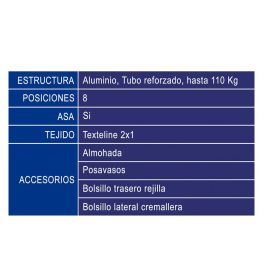 Silla De Aluminio 87x51X23 cm Texteline 2x1 Est. Marinos Rojo