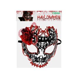 Mascara Halloween Rojo Negro Flor Mascara Halloween Rojo Negro Flor