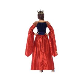 Disfraz Reina Medieval Mujer Adulto Lujo, Vestido de Cortesana con Detalles Rojo Intenso, Azul y Dorado, Talla M-L Disfraz Reina Medieval Mujer Adulto Lujo, Vestido de Cortesana con Detalles Rojo Intenso, Azul y Dorado, Talla M-L