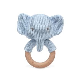 Elefante 13 cm Sonajero Azul Algodón