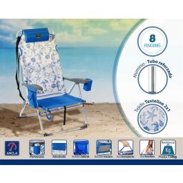 G. Silla de Aluminio 108X47X30 Cm Texteline 2X1 Est. Marinos Azul Cinta para Hombro