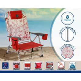 Silla De Aluminio 87x51X23 cm Texteline 2x1 Est. Marinos Rojo