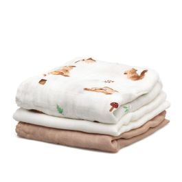 Set 3 Muselinas Osos Marrón Y Blanco 70x70 cm Set 3 Muselinas Osos Marrón Y Blanco 70x70 cm