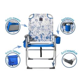 Silla De Aluminio 87x47X37 cm Texteline 2x1 Est. Marinos Azul