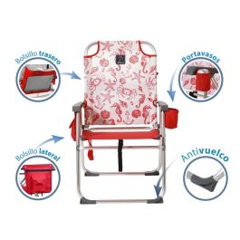 G. Silla de Aluminio Fija 87X47X37 Cm Texteline 2X1 Est. Marinos Rojo