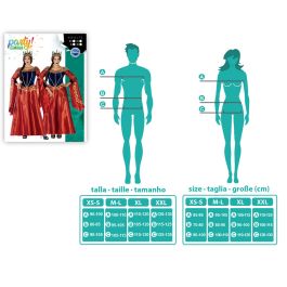 Disfraz Reina Medieval Mujer Adulto Lujo, Vestido de Cortesana con Detalles Rojo Intenso, Azul y Dorado, Talla M-L Disfraz Reina Medieval Mujer Adulto Lujo, Vestido de Cortesana con Detalles Rojo Intenso, Azul y Dorado, Talla M-L