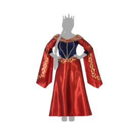 Disfraz de Reina Medieval para Mujer Adulto, Vestido Rojo con Detalles Dorados y Azules, Talla XL