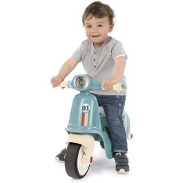 Smoby Porta scooter azul para bebés +18 meses con baúl, llave mecánica, faro y ruedas silenciosas, altura 47,5 cm