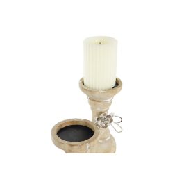 DKD Home Decor Portavela Neoclásico, Madera Natural, 9.5x9.5x28 cm, Set de 2 Unidades