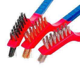 Workpro Cepillos de Alambre Soldador, Juego 3 Piezas Nylon, Latón, Acero Inoxidable Mango Bi-material