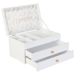 Home Deco Factory Joyero Pour Elle con 3 Plantas, 2 Cajones y Cristal Decorado en Tapa 24x16x13.5 cm Precio: 16.50000044. SKU: B1GTE6SWBL